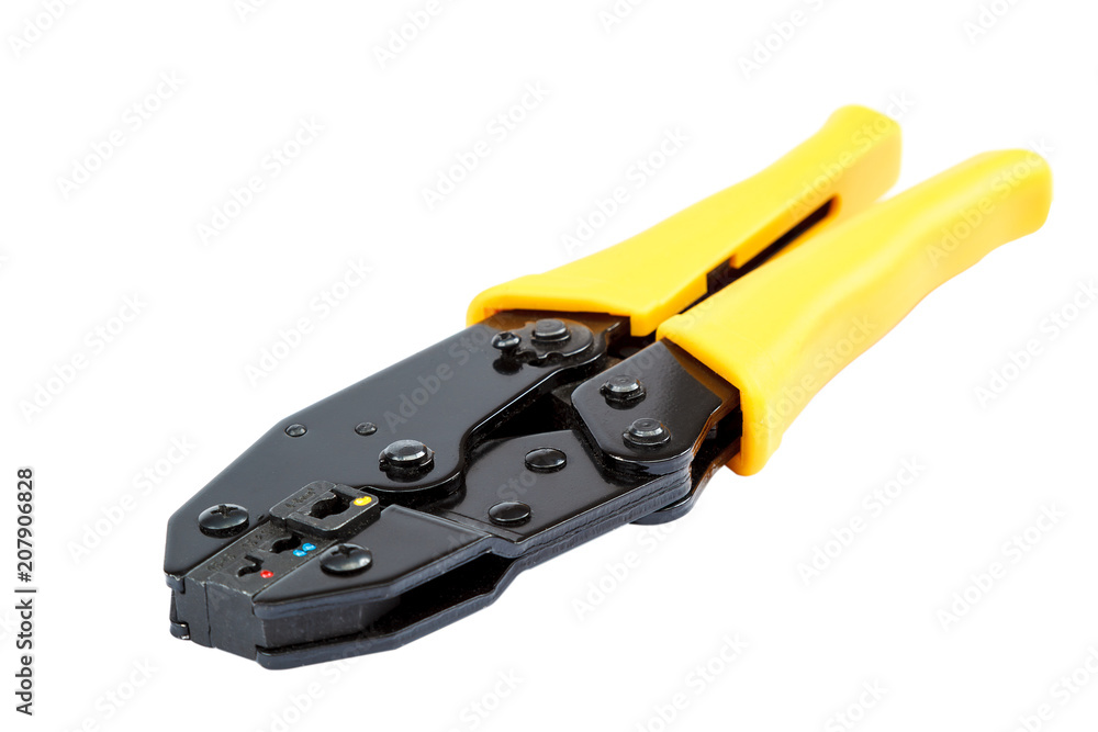 Fototapeta premium Tool for crimping electrical wires on white.