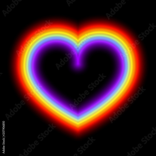 Neon glowing rainbow heart  LGBT pride  gay love  vector illustration design