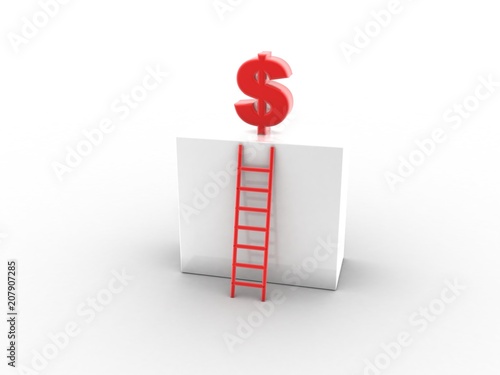 3d rendering Dollar symbol with ladder 