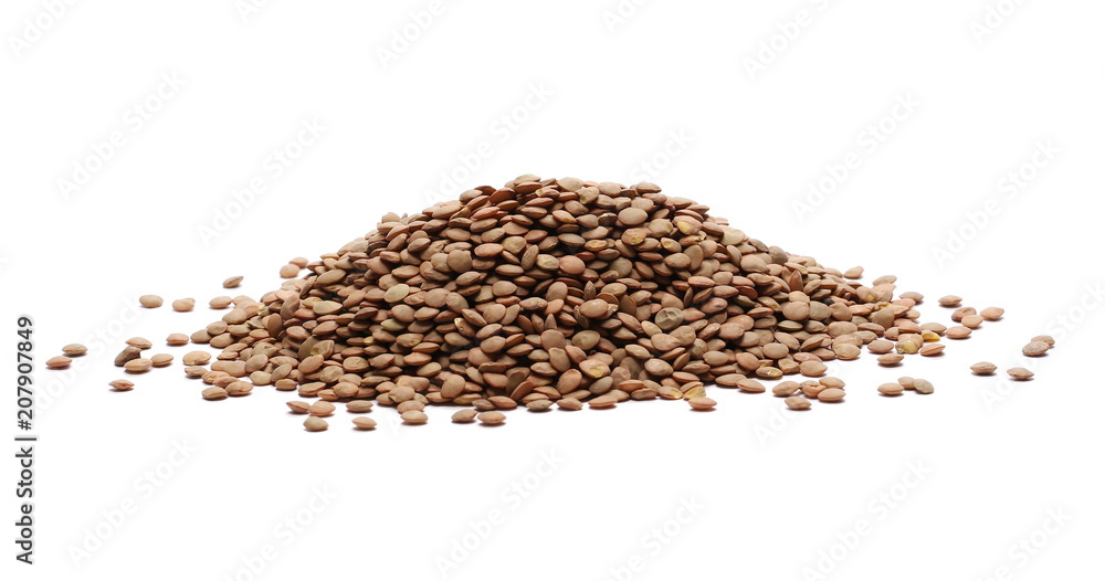 Pile of green lentils isolated on white background Pile of green lentils isolated on white background