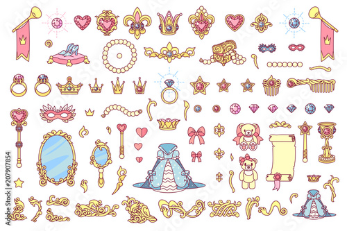 vector royal jewelry collection of Little Princess
