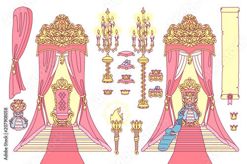 vector royal chair, princess throne royal concept