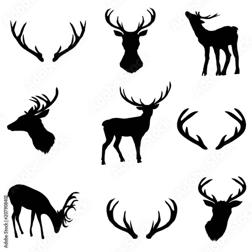 vector large collection of deer silhouettes