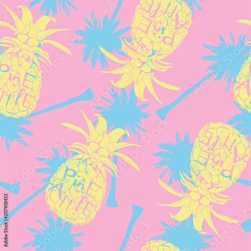 Vector Seamless Pattern with Pineapples