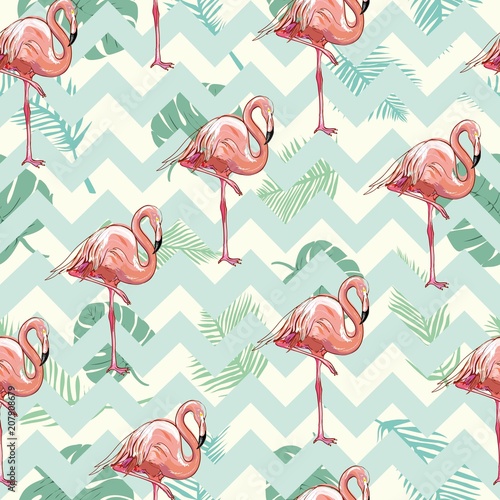seamless flamingo pattern vector illustration
