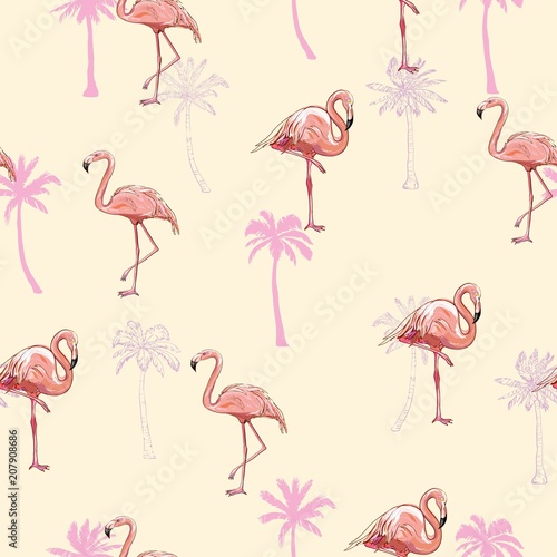 seamless flamingo pattern vector illustration