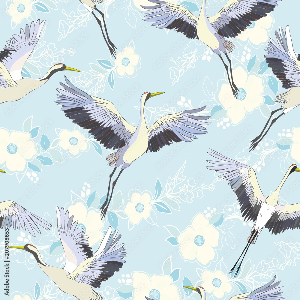 Obraz premium crane, pattern, vector, illustration