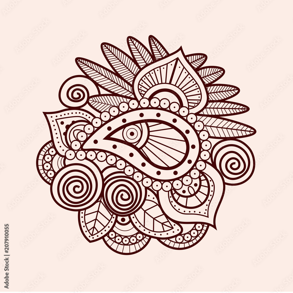 Ethnic Mandala Indian Henna Tattoo Style Background Stock Vector   Illustration of abstract medallion 83970858