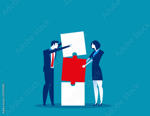 Together. Business and partnership work to build connection business. Concept business vector illustration. Flat business character, Cartoon style design