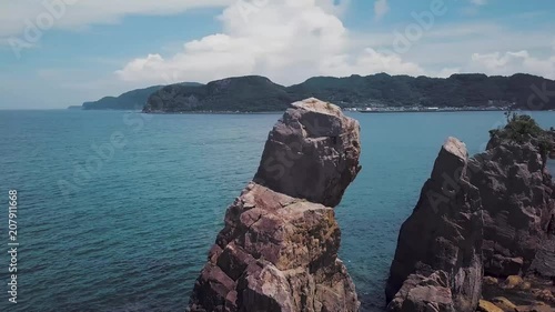 Hashigui Iwa standing rocks of Wakayama prefecture coast, clip compilation part 2. photo