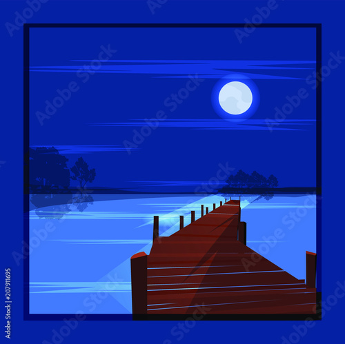 Illustration Steg im Mondlicht