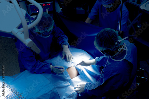 Surgeons Team Operating in the Hospital.
