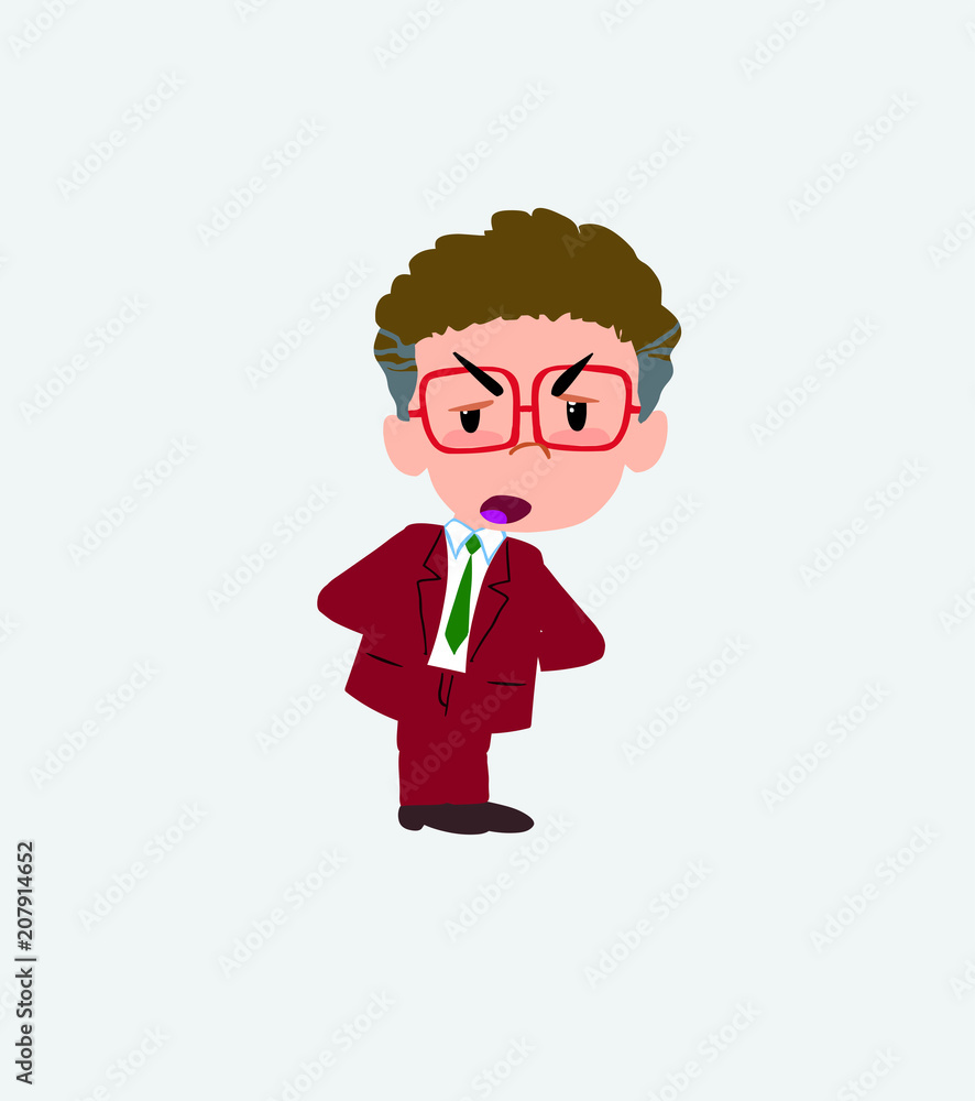 Businessman with glasses is slightly angry.