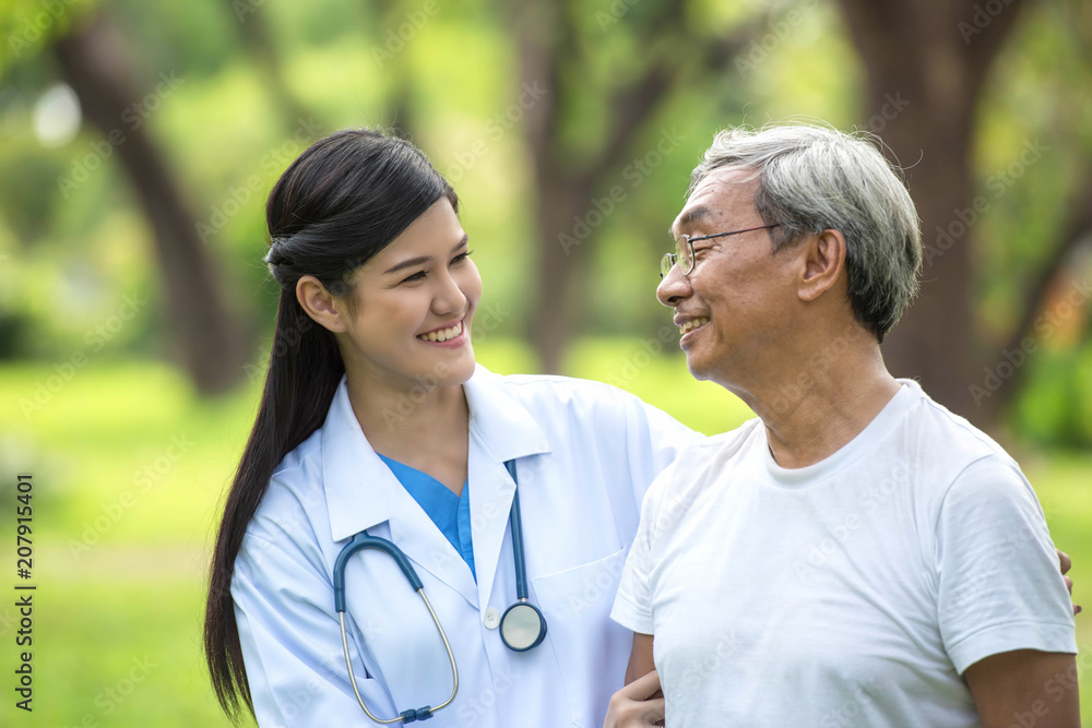 The doctor smiled happily. When the patient is healthy.Healthcare and professionalism concept. The doctor smiled happily. When the patient is healthy.Healthcare and professionalism concept.