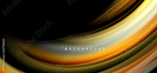 Multicolored wave lines on black background design