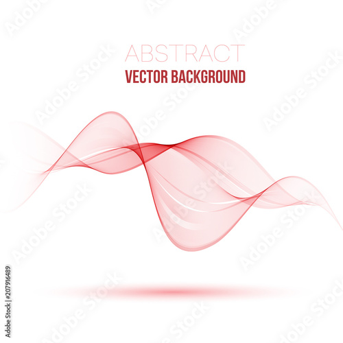 Abstract smooth color wave vector. Curve flow red motion illustration.