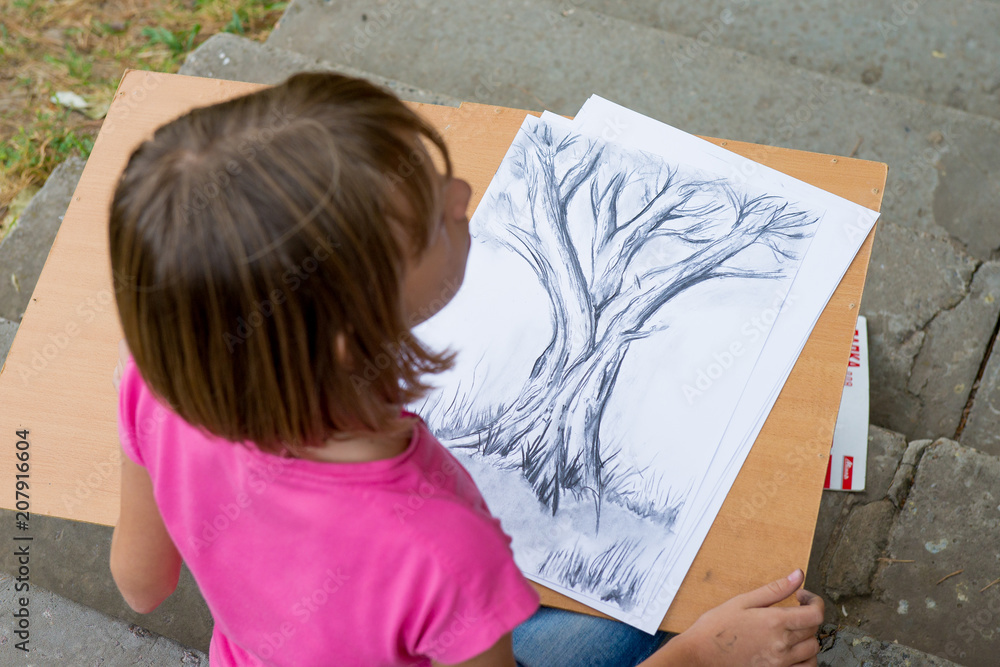 Drawing hand nature paper girl hi-res stock photography and images