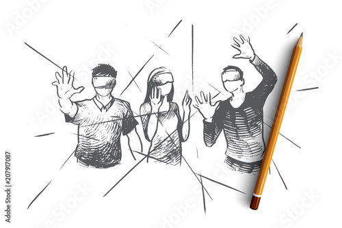 Virtual reality concept. Hand drawn isolated vector.