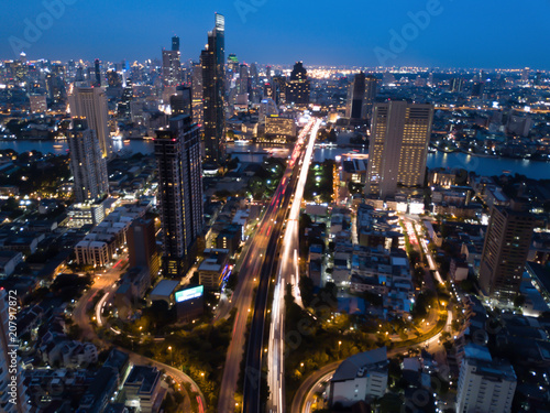 Bangkok at night from above, Thailand