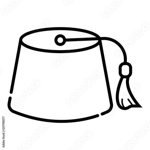 fez icon, Red Turkish hat with black tassel, vector illustration.