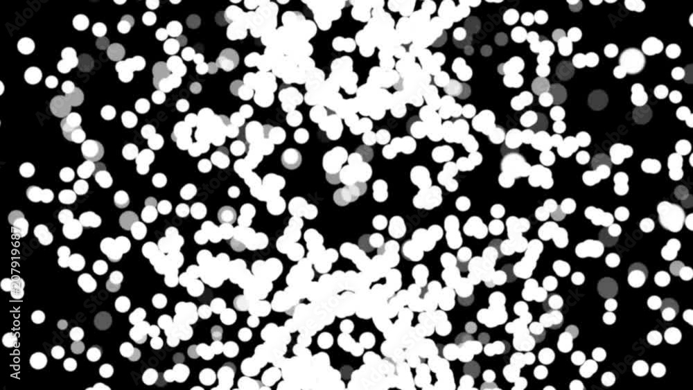White particles on black background fill the screen and turn into a white backdrop, 3D animation. White particles on black background fill the screen and turn into a white backdrop, 3D animation.