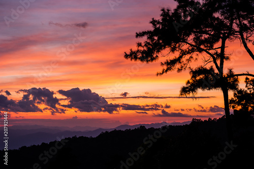 Sunrise sky over Huai Nam Dang National Park in Chiang Mai  North of Thailand