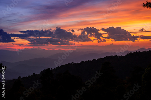 Sunrise sky over Huai Nam Dang National Park in Chiang Mai, North of Thailand