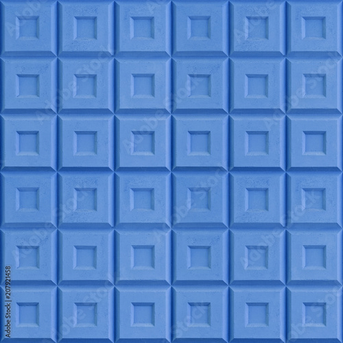 Seamless texture from squares. Abstract texture of blue painted concrete fence.