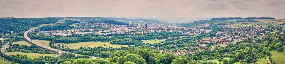 Valley and City of Loerrach in Black Forest in Germany