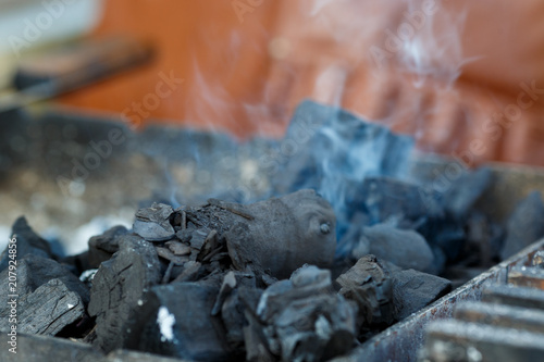 Coals burning ready for the barbecue