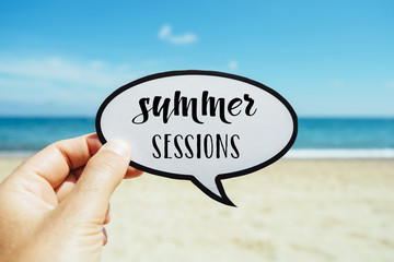 text summer sessions, on the beach