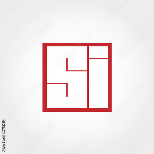 Initial Letter SI Logo Template Vector Design