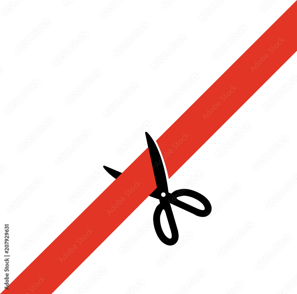 Scissors cut the red tape. Simply, schematically flat Transparent isolated. Opening Event. Vector illustration flat stock Scissors cut the red tape. Simply, schematically flat Transparent isolated. Opening Event. Vector illustration flat stock