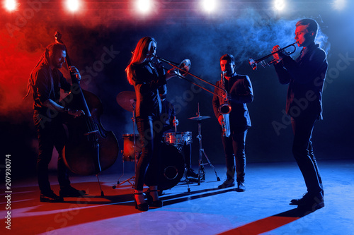 Photography Jazz band performs at the club