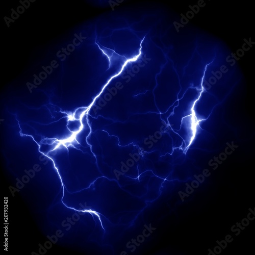 Lightning template. Electric thunderbolt in the sky. Nature image © Koxae