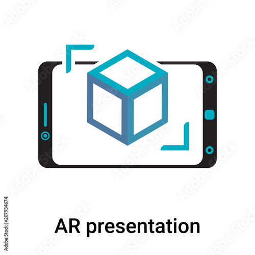 AR presentation icon vector sign and symbol isolated on white background, AR presentation logo concept