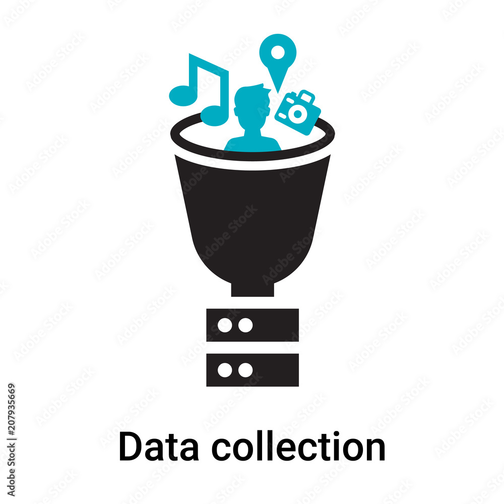 Data collection icon vector sign and symbol isolated on white background, Data collection logo concept Data collection icon vector sign and symbol isolated on white background, Data collection logo concept