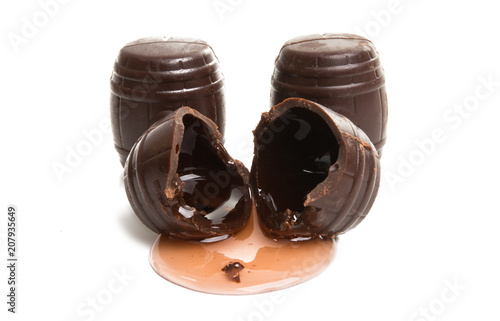 chocolate candies with liqueur isolated