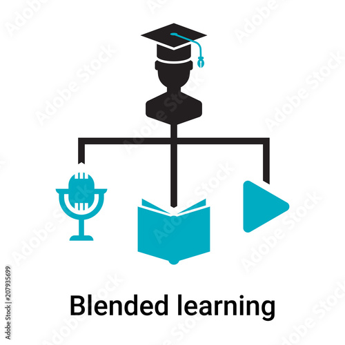 Blended learning icon vector sign and symbol isolated on white background, Blended learning logo concept