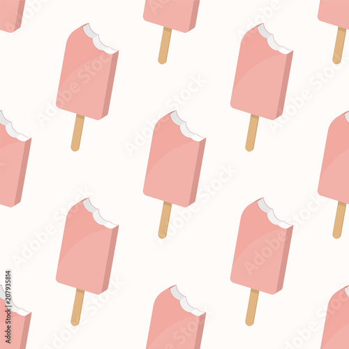 Seamless pattern ice cream, ice lolly. Vector background