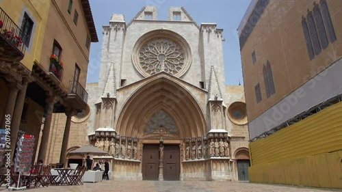 View of the Cathedral of Tarragona with People photo