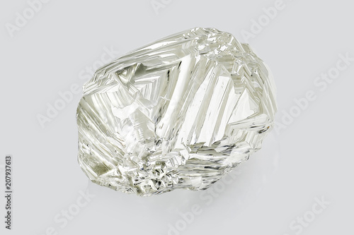 Transparent rough diamond isolated on white background