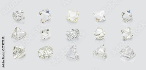 Different shapes diamonds isolated on white background