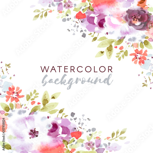 Abstact floral background in watercolor style