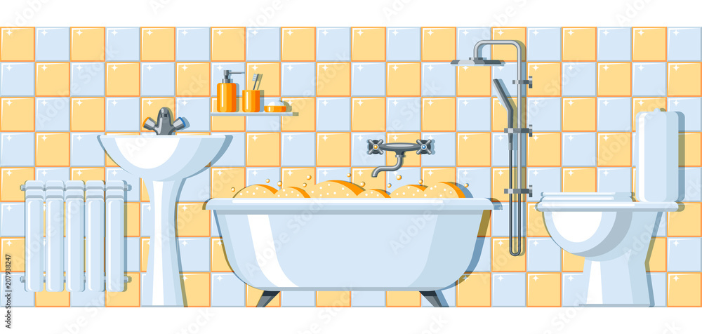 Illustration of bathroom interior. Illustration of bathroom interior.