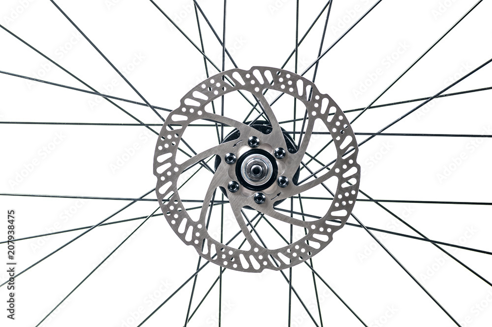 bicycle wheel with brake disk close-up