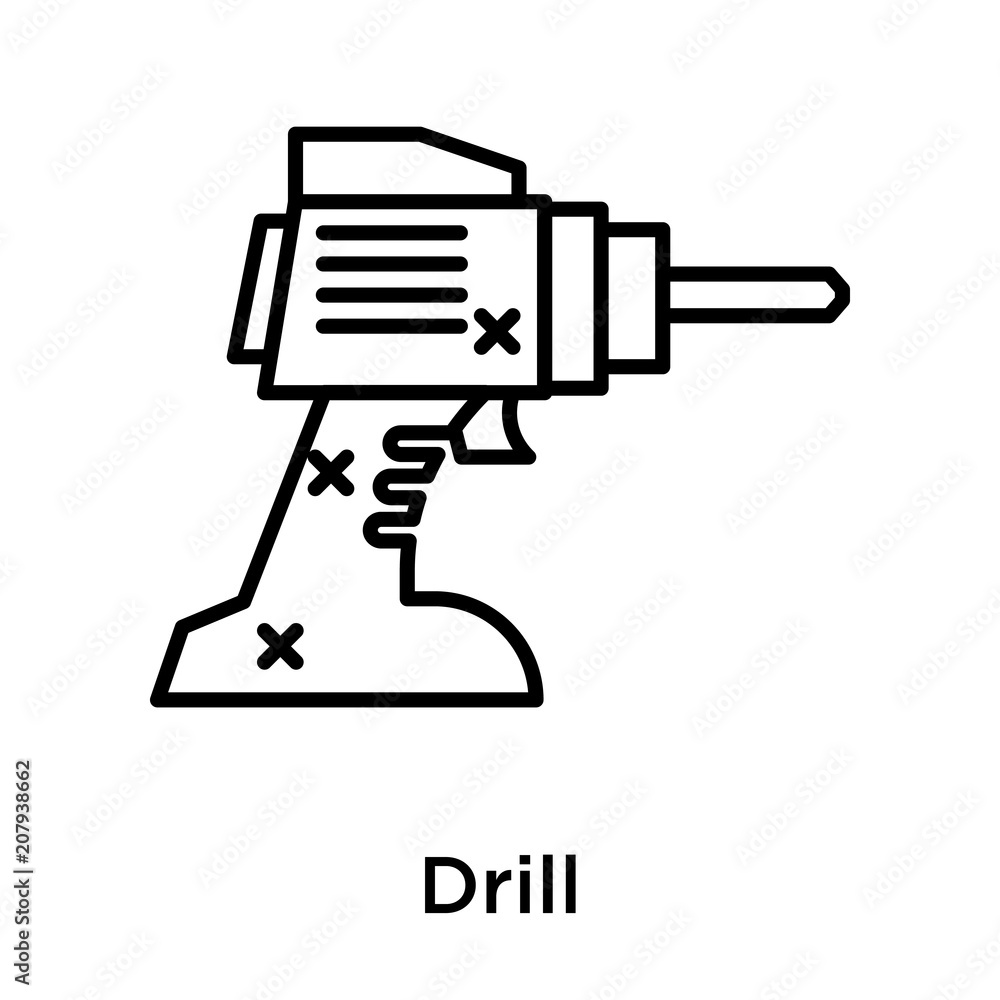 Drill icon vector sign and symbol isolated on white background, Drill logo concept Drill icon vector sign and symbol isolated on white background, Drill logo concept