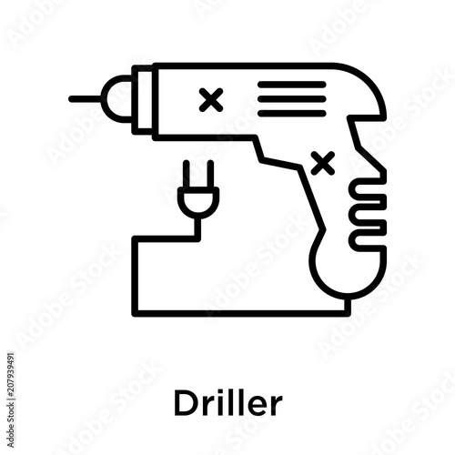 Driller icon vector sign and symbol isolated on white background, Driller logo concept