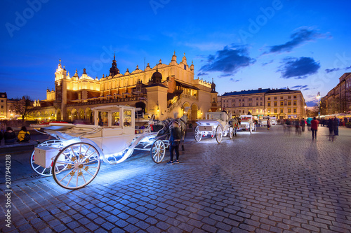 Old town market square of Krakow, Poland photo