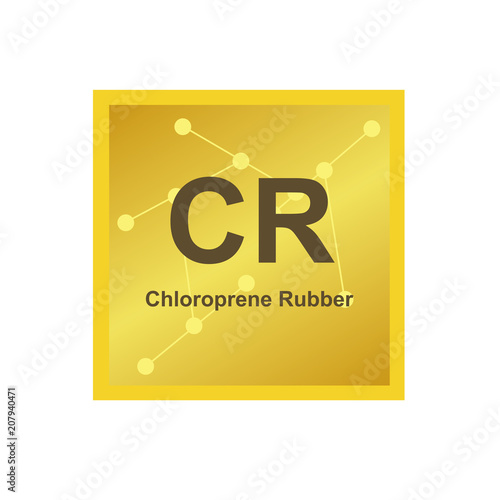 Vector symbol of Chloroprene Rubber (CR) polymer on the background from connected macromolecules